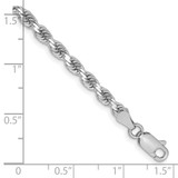 14K White Gold 7 inch 3.25mm Diamond-cut Rope with Lobster Clasp Chain