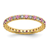 14k 1/2 carat Lab Grown Diamond VS/SI+ G+ and Lab Created Pink Sapphire Size 9 Eternity Band