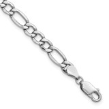 14K White Gold 7 inch 5.75mm Semi-Solid Figaro with Lobster Clasp Bracelet