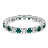 14k White Gold 7/8 carat Lab Grown Diamond VS/SI+ G+ and Lab Created Alexandrite Size 9 Eternity Band