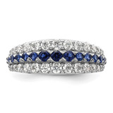 14k White Gold 7/8 carat Lab Grown Diamond VS/SI+ G+ and Lab Created Blue Sapphire Fashion Ring