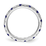 14k White Gold 7/8 carat Lab Grown Diamond VS/SI+ G+ and Lab Created Blue Sapphire Size 8 Eternity Band