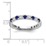 14k White Gold 7/8 carat Lab Grown Diamond VS/SI+ G+ and Lab Created Blue Sapphire Size 8 Eternity Band