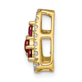 14k 1/2 carat Lab Grown Diamond VS/SI+ G+ and Lab Created Ruby Triangle Complete Chain Slide Pendant