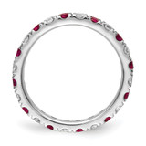 14k White Gold 7/8 carat Lab Grown Diamond VS/SI+ G+ and Lab Created Ruby Size 8 Eternity Band