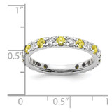 14k White Gold 7/8 carat Lab Grown Diamond VS/SI+ G+ and Lab Created Yellow Sapphire Size 8.5 Eternity Band
