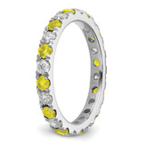 14k White Gold 7/8 carat Lab Grown Diamond VS/SI+ G+ and Lab Created Yellow Sapphire Size 9 Eternity Band