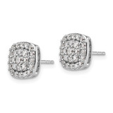 14k White Gold 7/8 carat Lab Grown Diamond VS/SI+ G+ Complete Square Halo Post Earrings