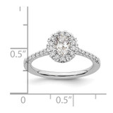14k White Gold 7/8 carat Lab Grown Diamond VS/SI+ G+ Oval Complete Halo Engagement Ring