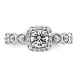 14k White Gold 7/8 carat Lab Grown Diamond VS/SI+ G+ Round Complete Halo Engagement Ring