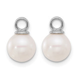 14k White Gold 7-8mm Black and White Freshwater Cultured Pearl Removable Dangle Hoop Earrings