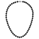 14k White Gold 7-8mm Black Round Akoya Saltwater Cultured Pearl 20 inch Necklace