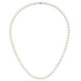 14k White Gold 7-8mm White Near Round Freshwater Cultured Pearl 24 inch Necklace