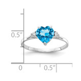 14k White Gold 7mm Heart Blue Topaz A Diamond ring