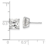 14k White Gold 7mm Square CZ Post Earrings