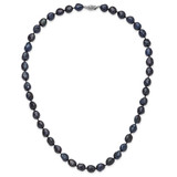 14k White Gold 7x11 Black Baroque Freshwater Cultured Pearl 18 inch Necklace