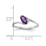 14k White Gold 7x3.5mm Marquise Amethyst AA Diamond ring