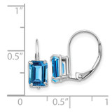 14k White Gold 7x5mm Emerald Cut Blue Topaz Earrings - XL-ABC048AF-9595