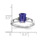 14k White Gold 7x5mm Emerald Cut Tanzanite AA Diamond ring