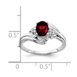 14k White Gold 7x5mm Oval Garnet AA Diamond ring - Y2-EC1B0639-3046