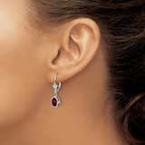 14k White Gold 7x5mm Oval Garnet Leverback Earrings