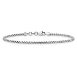 14K White Gold 8 inch 1.75mm Semi-Solid Round Box with Lobster Clasp Bracelet