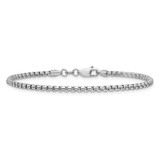 14K White Gold 8 inch 2.45mm Semi-Solid Round Box with Lobster Clasp Bracelet