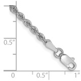 14K White Gold 8 inch 2.5mm Regular Rope with Lobster Clasp Chain