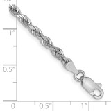 14K White Gold 8 Inch 3.35mm Diamond-cut Quadruple Rope Lobster Clasp Chain