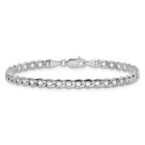 14K White Gold 8 inch 3.35mm Semi-Solid Curb with Lobster Clasp Bracelet