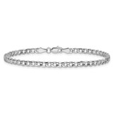 14K White Gold 8 inch 4.3mm Semi-Solid Curb with Lobster Clasp Bracelet