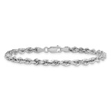 14K White Gold 8 Inch 4mm Diamond-cut Quadruple Rope Lobster Clasp Chain