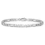 14K White Gold 8 inch 4mm Flat Figaro with Lobster Clasp Bracelet
