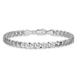 14K White Gold 8 inch 5.75mm Flat Beveled Curb with Lobster Clasp Bracelet