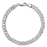 14K White Gold 8 inch 5.75mm Flat Beveled Curb with Lobster Clasp Bracelet
