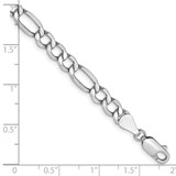 14K White Gold 8 inch 5.75mm Semi-Solid Figaro with Lobster Clasp Bracelet