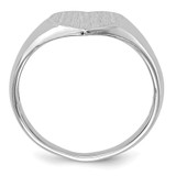 14k White Gold 8.0x7.5mm Closed Back Heart Signet Ring