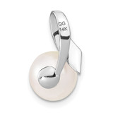 14k White Gold 8-9mm Button FWC Pearl Satin Finish Pendant Slide