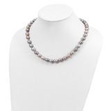 14k White Gold 8-9mm Grey Rice Freshwater Cultured Pearl 24 inch Necklace