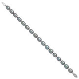 14k White Gold 8-9mm Grey Rice Freshwater Cultured Pearl 7.25 inch Bracelet