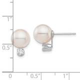 14k White Gold 8-9mm White Round Akoya Saltwater Cultured Pearl and .20 Carat Diamond Post Earrings