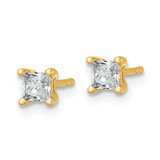 14k 1/2 carat Lab Grown Diamond VS/SI+ G+ Princess Complete Four Prong Stud Earrings