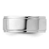 14k White Gold 8mm Flat with Step Edge Wedding Band Size 13