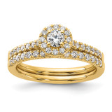 14k 1/2 carat Lab Grown Diamond VS/SI+ G+ Round Complete Halo Engagement Ring