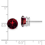 14k White Gold 8mm Garnet Earrings