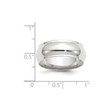 14k White Gold 8mm Half Round with Edge Wedding Band Size 12