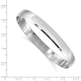 14k White Gold 8mm Solid Polished Half-Round Slip-On Round Bangle Bracelet