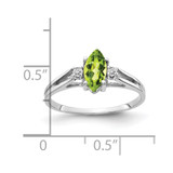 14k White Gold 8x4mm Marquise Peridot AA Diamond ring