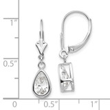 14k White Gold 8x5mm Pear Cubic Zirconia Leverback Earrings
