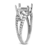 14k White Gold 8x6mm Emerald-cut Gemstone Ring Mounting